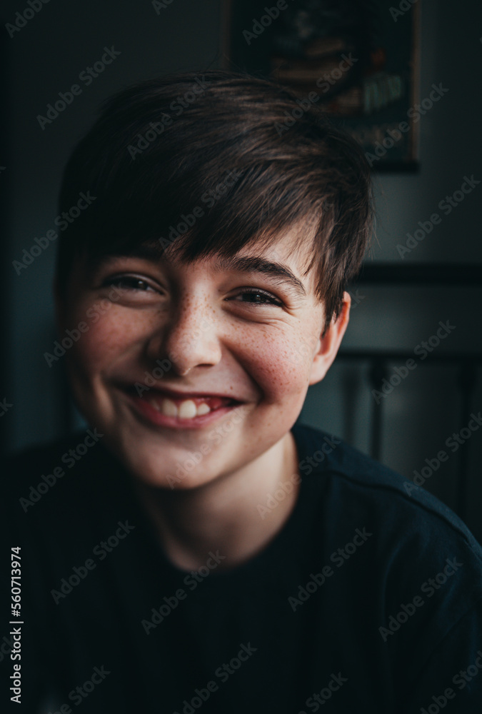 Close up portrait of happy smiling caucasian tween boy. Close up portrait of happy smiling caucasian tween boy.
