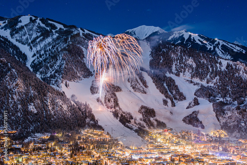 Aspen Colorado - New Years Fireworks Celebration 2014 photo