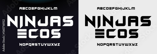 NINJAS ECOS Modern Bold Font. Regular Italic Number Typography urban style alphabet fonts for fashion, sport, technology, digital, movie, logo design, vector illustration