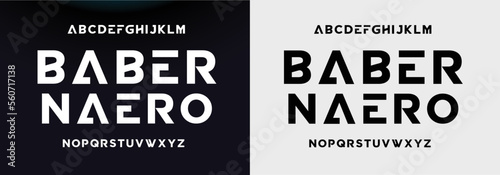 BABER NAERO Modern Bold Font. Regular Italic Number Typography urban style alphabet fonts for fashion, sport, technology, digital, movie, logo design, vector illustration