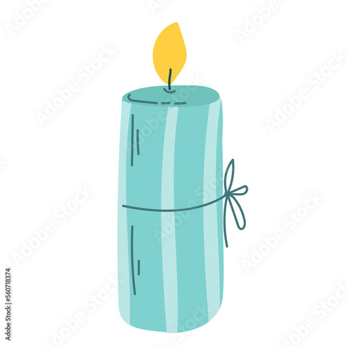 Burning wax or paraffin aromatic candles for aroma therapy isolated on light background. Cute hygge home decoration, holiday decorative design element. Flat cartoon colorful vector illustration