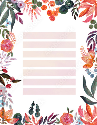 Watercolor floral frame To Do List (ID: 560718932)