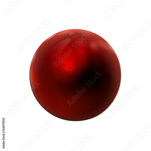Red sphere glossy realistic, delicious polished ball. Mock up of clean round object, glass orb icon. Png