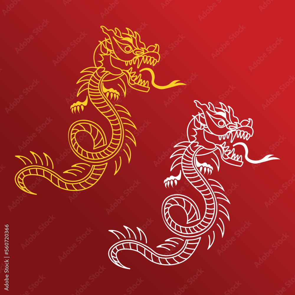 chinese dragon icon, vector, illustration, symbol