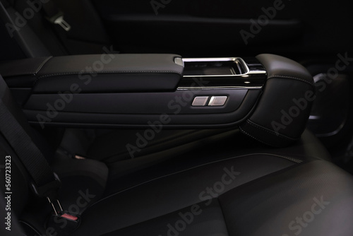 Closeup details of the interior of a new electric energy vehicle