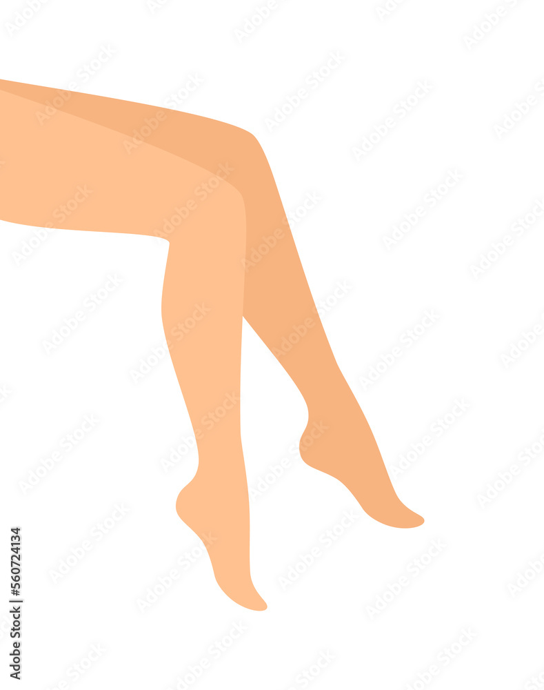 Beautiful female legs on a white background, side view. Flat vector illustration Beautiful female legs on a white background, side view. Flat vector illustration
