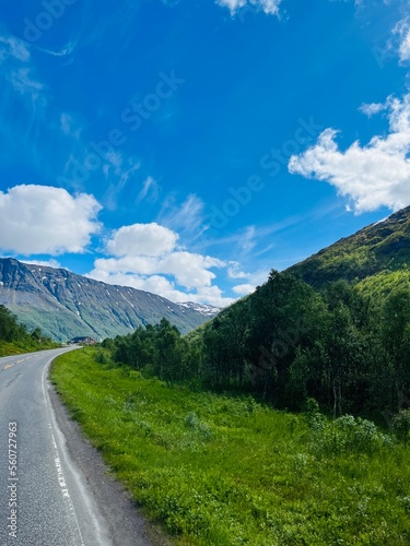 Empty road in the mountains, summer mountains landscape