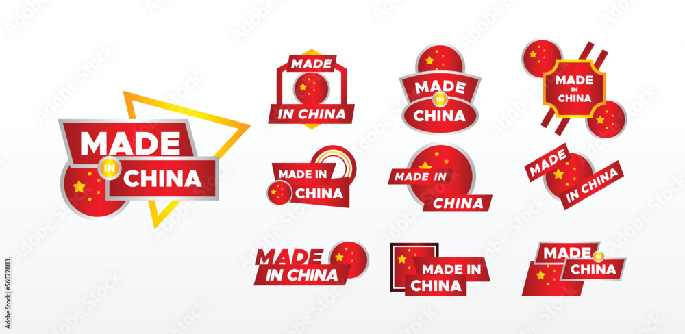 Made in China Label Flat Design