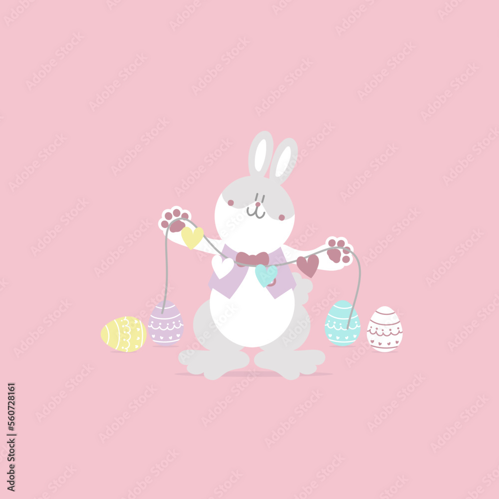 happy easter festival with animal pet bunny rabbit and egg, pastel color, flat vector illustration cartoon character happy easter festival with animal pet bunny rabbit and egg, pastel color, flat vector illustration cartoon character