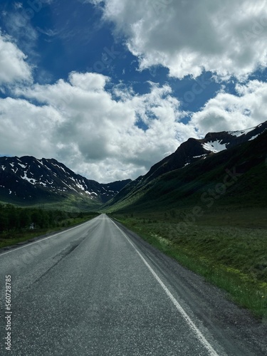 Empty road in the mountains, summer mountains landscape