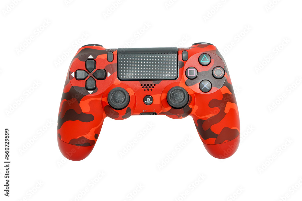 Bangkok, Thailand - January 8, 2023: Close up Sony dualshock 4 joy  Camouflage Red ps4, Playstation 4 gaming console. video games console.  Stock Photo | Adobe Stock