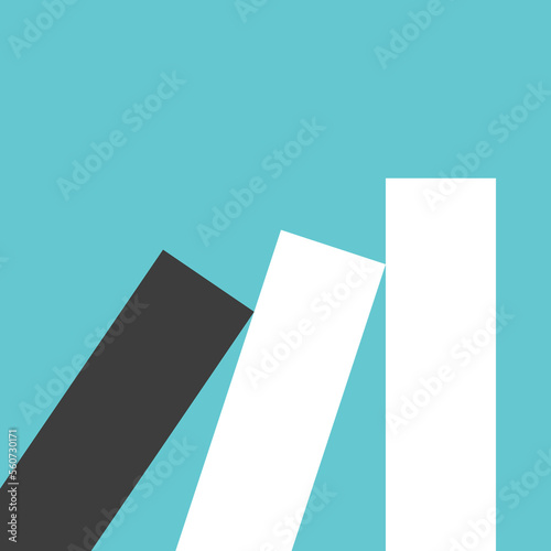 Domino effect, first unique tile beginning start of collapse. Action, reaction, consequences, crisis and failure concept. Flat design. EPS 8 vector illustration, no transparency, no gradients