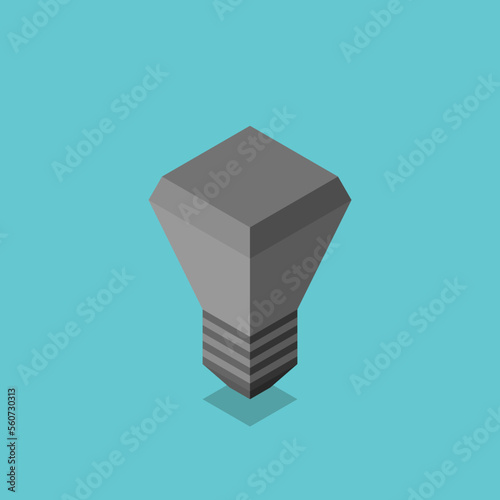 Isometric dull, dark light bulb, turned off or burned-out. Blackout, energy crisis, power failure and electricity saving concept. Flat design. EPS 8 vector illustration, no transparency, no gradients