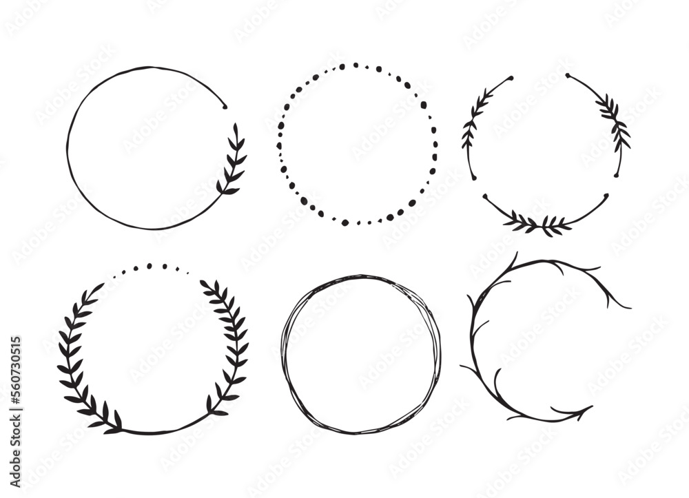 Set of round botanical frames. Dimensional minimalist frames. Round border, leaves and flowers, wedding invitations and cards, logo design and poster template. Vector illustration Set of round botanical frames. Dimensional minimalist frames. Round border, leaves and flowers, wedding invitations and cards, logo design and poster template. Vector illustration