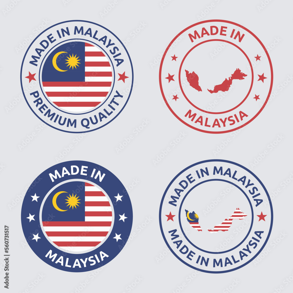 made in Malaysia stamp set, product labels of Malaysia