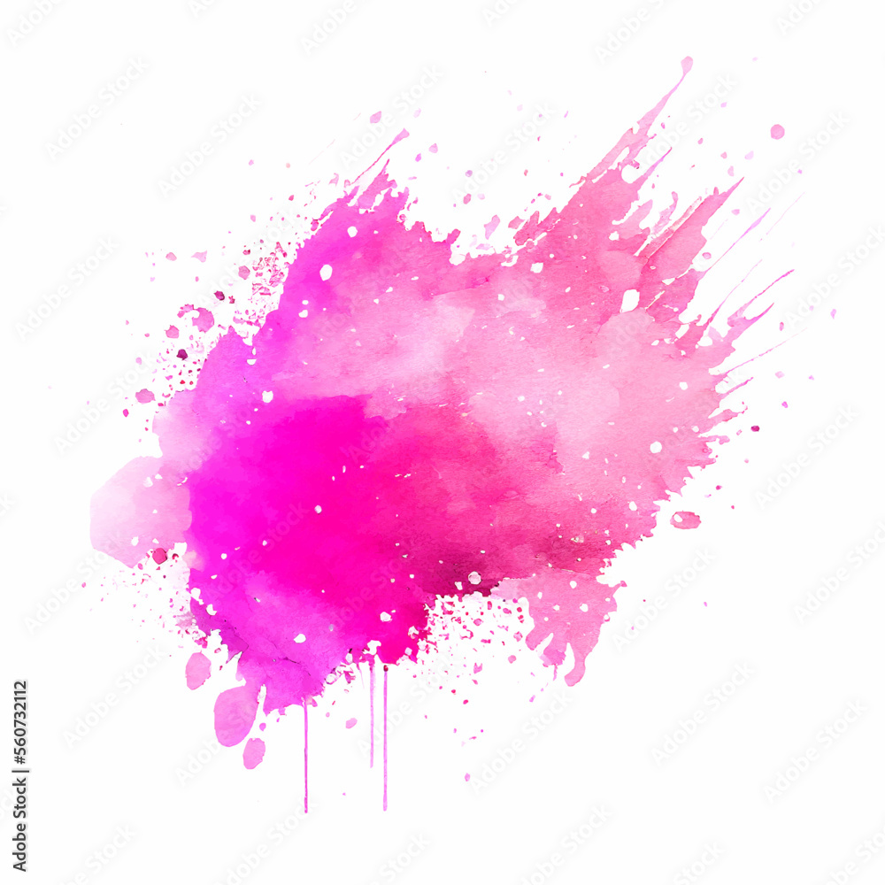 Pink Watercolor Paint Splash Isolated
