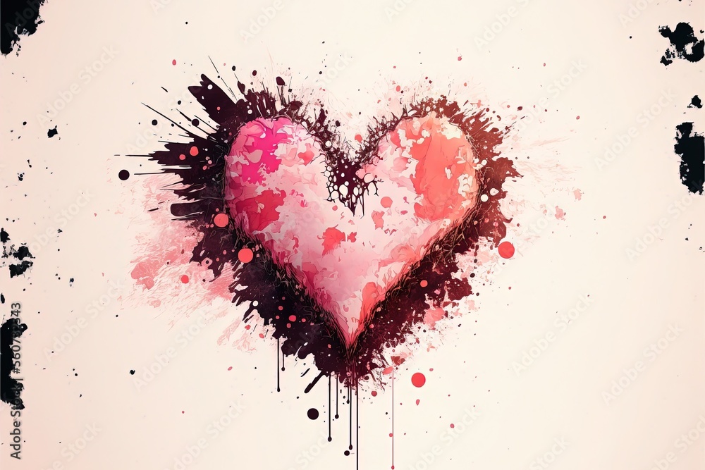 Valentine's Day watercolor wallpaper with Heart and couple in love no text Ai generated art Valentine's Day watercolor wallpaper with Heart and couple in love no text Ai generated art