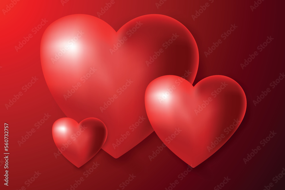 Happy valentines day transparent heart shape and banner with background
