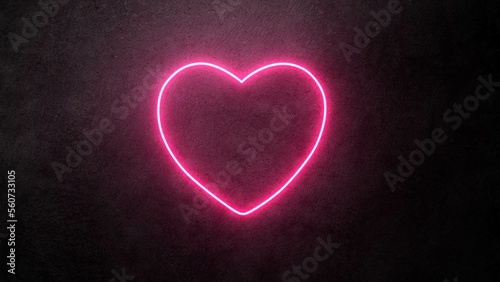 heart love Icon in convesation Neon animation. Light Glowing blue Bright Symbol with Dark Background.