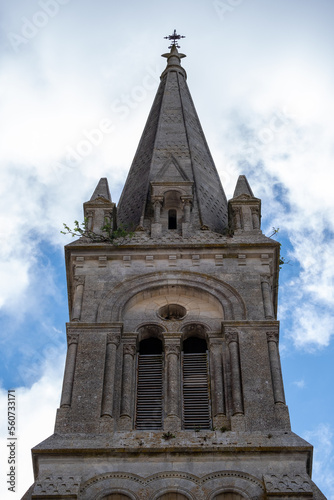 Old ancient church tower with a clock Fototapet