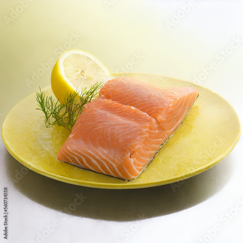Wallpaper Mural salmon on a plate with lemon  Torontodigital.ca