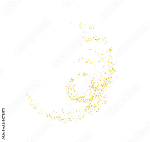 Curl, swirl plume golden abstract grainy texture, crumbs for background or backdrop. Gold dust. Sand particles grain. Pieces plume. Jewelry, carefully placed by hand. Jewel confetti. png