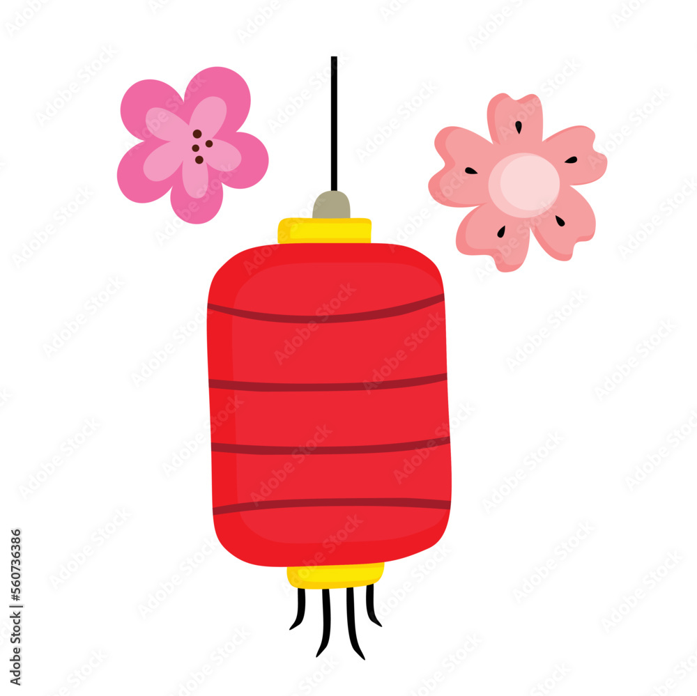 Obraz premium Cute Red Chinese Lantern Happy New Year Background Illustration Vector Clipart