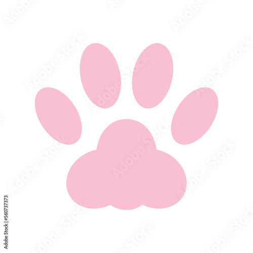 Paw print silhouette icon sign symbol. Dog cat pawprint. Pink footprint set. White background. Isolated. Flat design.