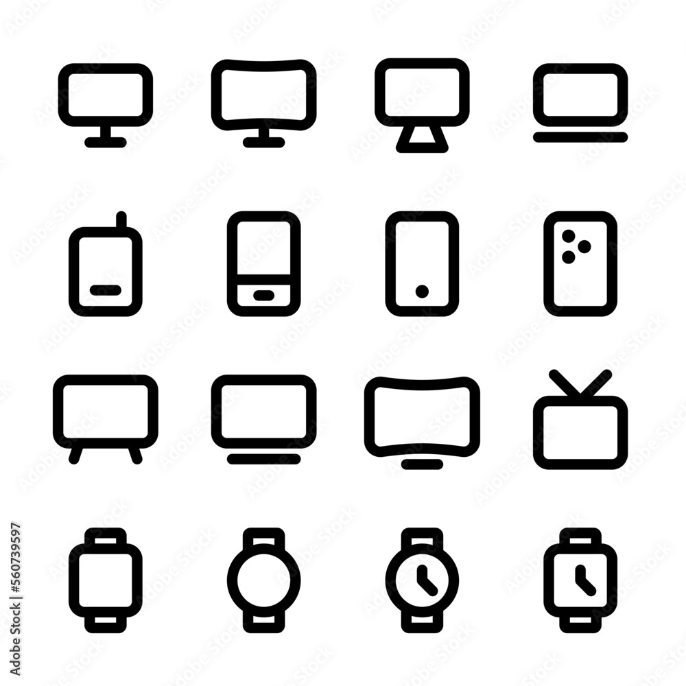 Devices and gadget linear icons pack, set, 24x24 Pixel Perfect, Editable Stroke, Pixel perfect Devices and gadget linear icons pack, set, 24x24 Pixel Perfect, Editable Stroke, Pixel perfect