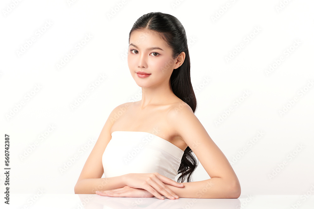 Beautiful young asian woman with clean fresh skin on white background, Face care, Facial treatment, Cosmetology, beauty and spa, Asian women portrait. Beautiful young asian woman with clean fresh skin on white background, Face care, Facial treatment, Cosmetology, beauty and spa, Asian women portrait.
