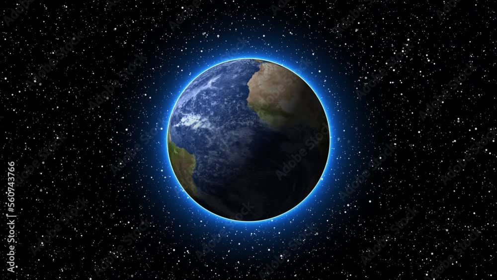 earth in space . glowing earth planet space with realistic on star and galaxy motion background earth in space . glowing earth planet space with realistic on star and galaxy motion background
