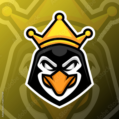 vector graphics illustration of a penguin king in esport logo style. perfect for game team or product logo