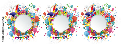 Fasching Rosenmontag Karneval Set Etiketten