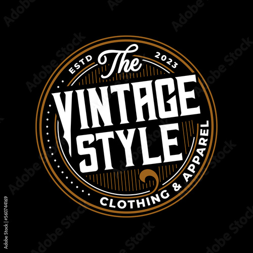 Logo design Emblem Badge Stamp Design Classic Retro Vintage Style, Vintage framed logo. antique labels. Suitable for tattoo studio, barber shop labels, templates, dark backgrounds