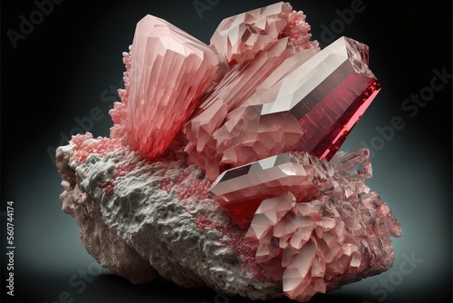 Realistic Rhodochrosite Crystal Close-up photo