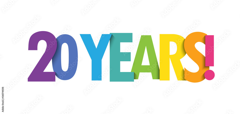 20 YEARS! colorful vector typography banner