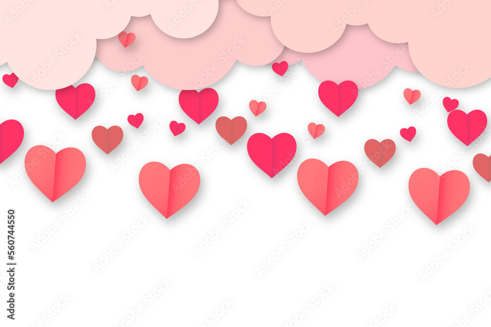 Rain of hearts valentine's day vector transparent background