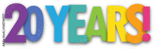 Fotografie 20 YEARS! colorful typography banner on transparent background