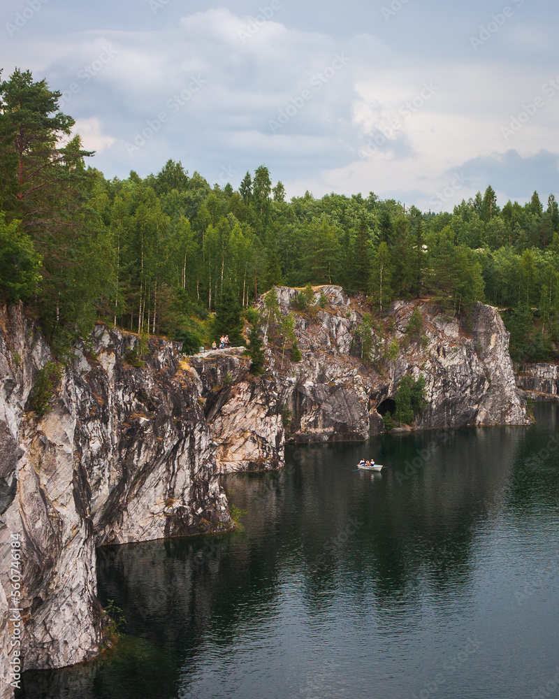 Natural park with lake in Ruskeala