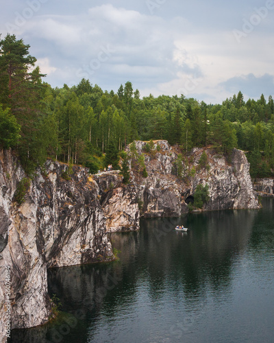 Natural park with lake in Ruskeala