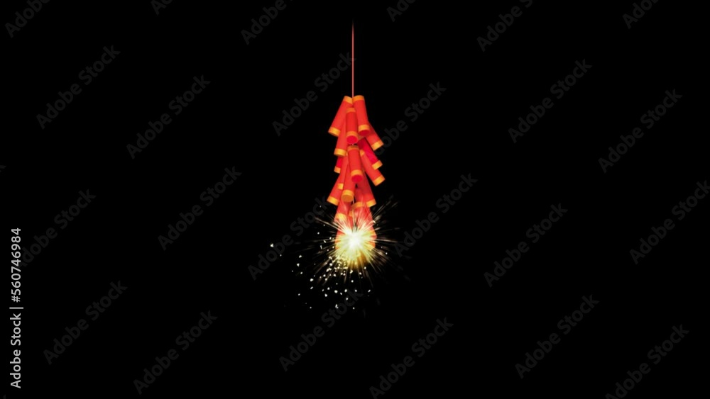 animation of chinese new year firecrackers on black background
