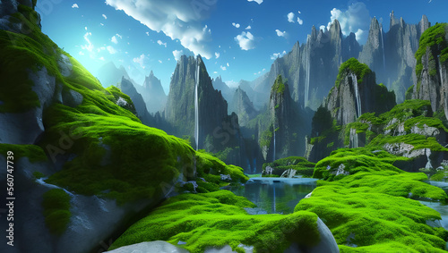 美しき山奥の秘境　ファンタジー　風景