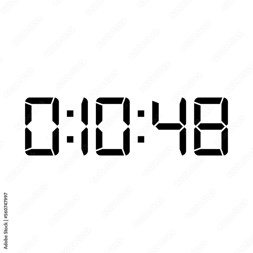 Digital clock number set. Electronic figures. Vector illustration.