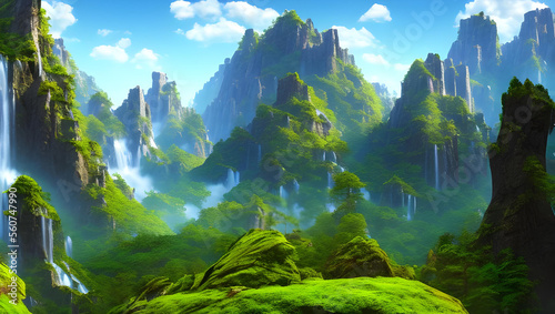 美しき山奥の秘境　ファンタジー　風景