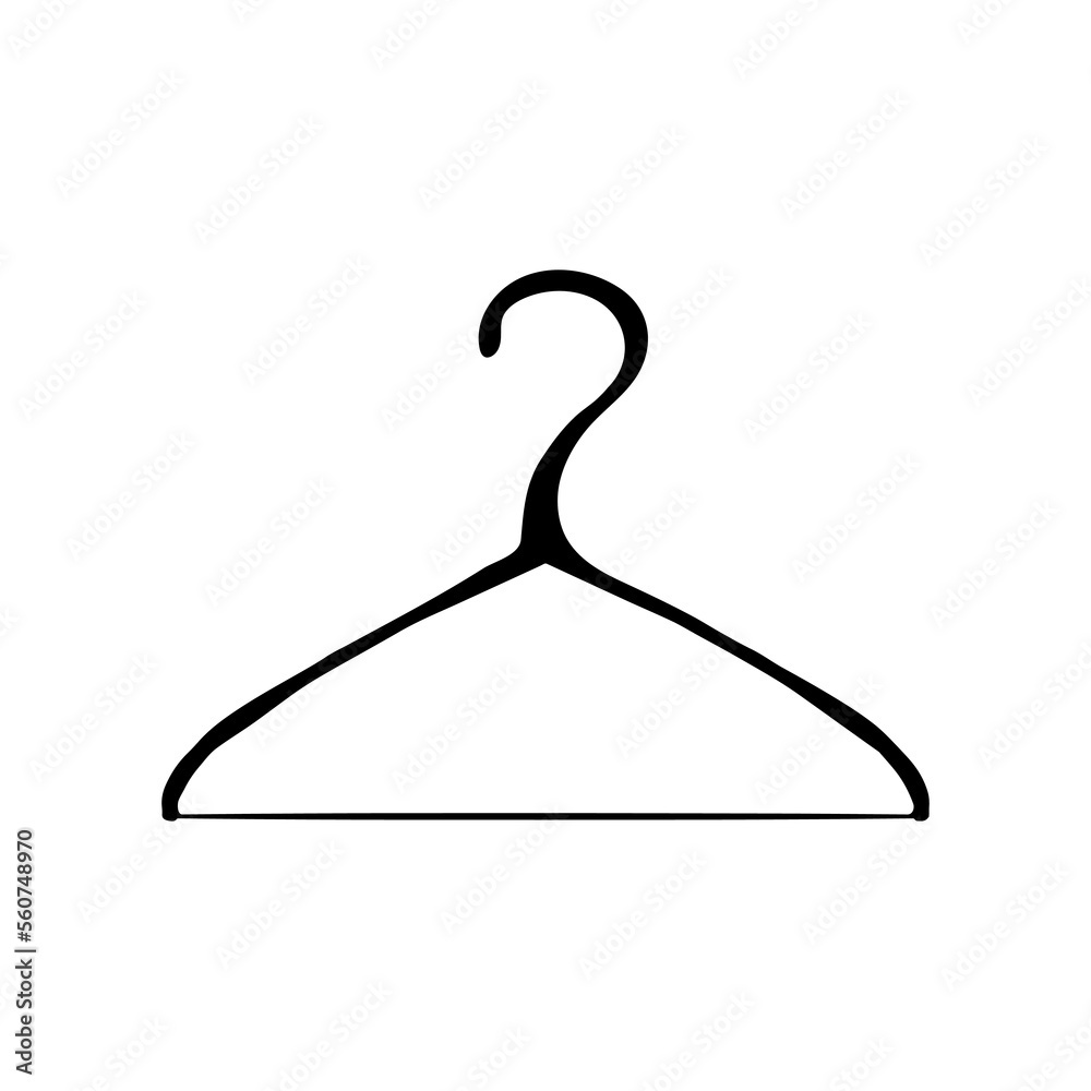 Hand drawn doodle hanger. Sales shopping clipart - hanger for wardrobe, clothes service, dressing room, cloakroom, laundry symbol. Isolated on white background. Hand drawn doodle hanger. Sales shopping clipart - hanger for wardrobe, clothes service, dressing room, cloakroom, laundry symbol. Isolated on white background.