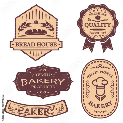 Bakery shop label collection  quality mark  vector emblem design with typography.