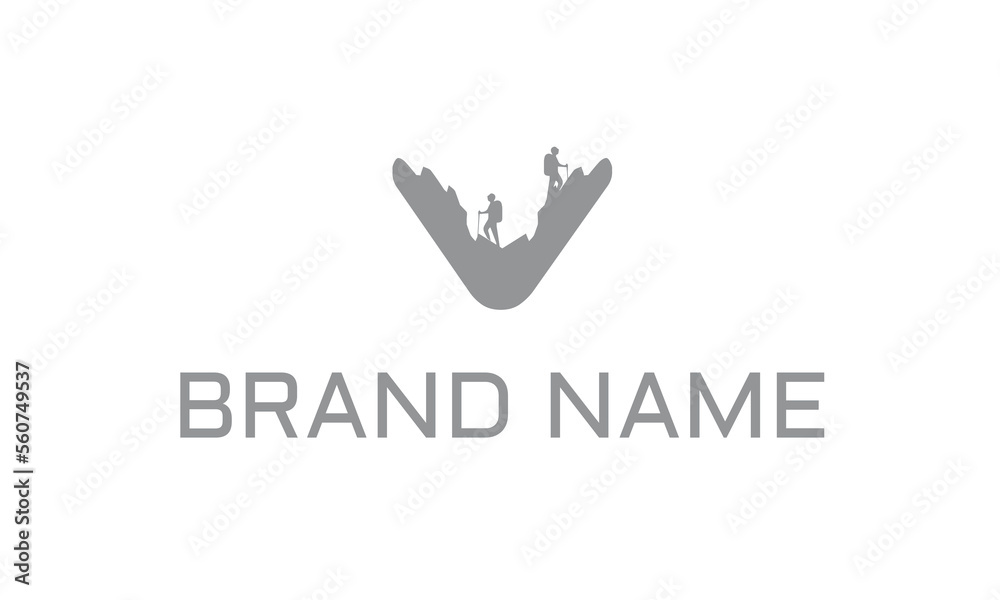 Obraz premium a,b,c,d,e,f,g,h,i,j,k,l,m,n,o,p,q,r,s,t,u,v,w,x,y,z, logo, hiker, trekking, vector, adventure, icon, outdoor, man, mountain, travel, silhouette, climber, typography, sport, text, active, graphic, back