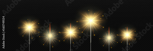 	
Magical light. Sparkler. Candle sparkling on the background. Realistic vector light effect. Winter, seasonal christmas decoration illustration.
