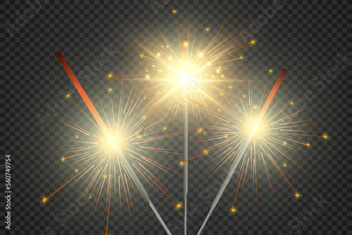 	
Magical light. Sparkler. Candle sparkling on the background. Realistic vector light effect. Winter, seasonal christmas decoration illustration.
