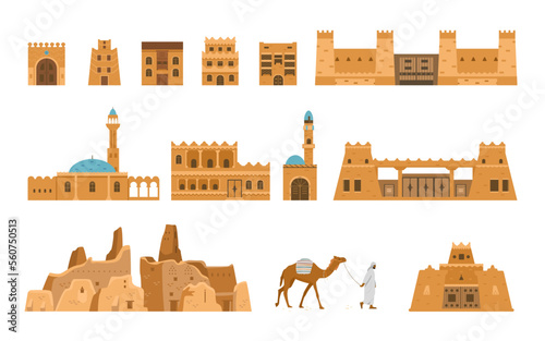 Fototapeta Saudi Arabia authentic architecture vector illlustrations set